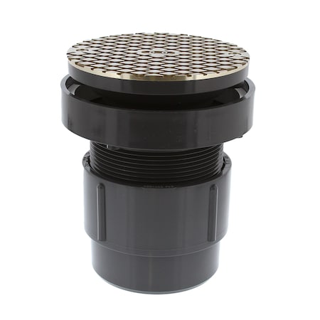 Jones Stephens 3inX4in LevelBest Complete Pipe Fit Cleanout System, 3in Plastic Spud, 5in Nickel Bronze Cover C59242